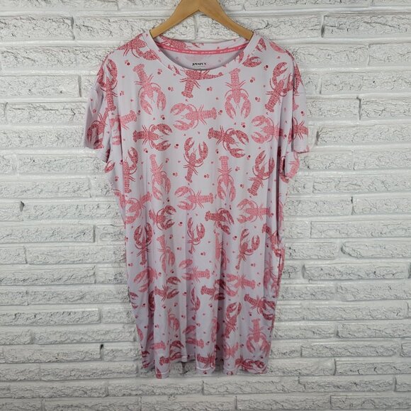 Joyspun Womens Nightgown Womens L XL Pajama Top Lobsters All Over Pink NOV101E - Picture 1 of 9